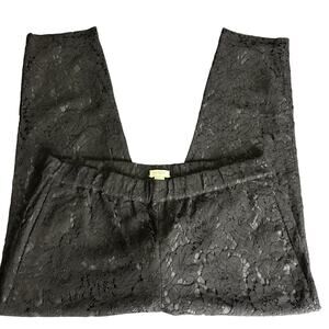 J. Crew Black Lace Pull On Pants Womens 8 Holiday Special Event Straight Leg*